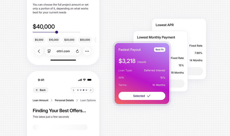 Ottri lender portal screen showing precision application matching